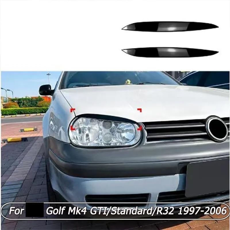 QASULER Glossy Black Headlight Eyebrow Trim for VW Golf 4 - Image 2