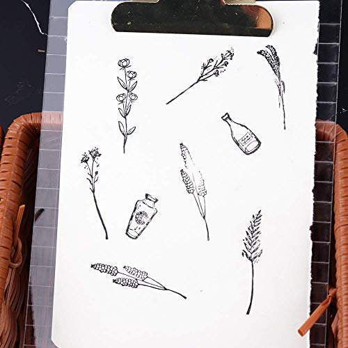 Dizdkizd 8 Pieces Vintage Wooden Rubber Stamps, Plant & Flower Decorative Mounted Rubber Stamp Set for DIY Craft, Letters Diary and Craft Scrapbooking - Image 5