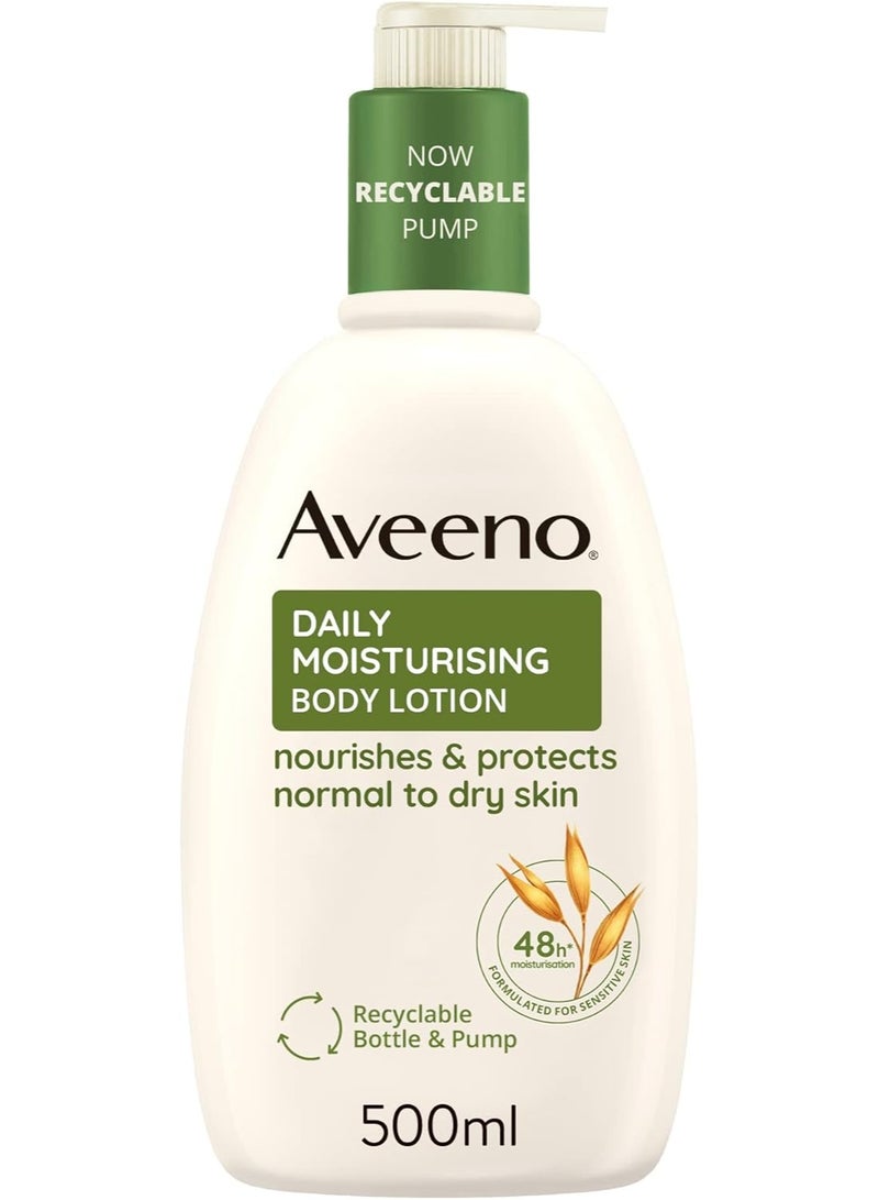 Daily Moisturising Body Lotion, With Soothing Oats & Rich Emollients, Suitable For Sensitive Skin, Nourishes and Protects Skin, Fragrance Free, 500ml