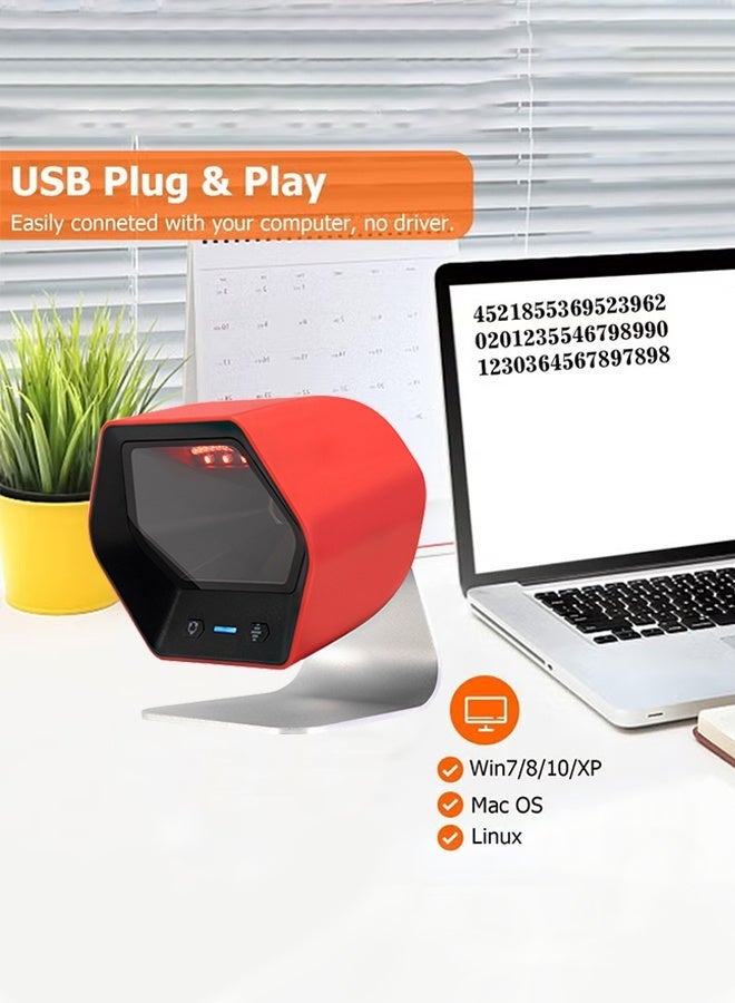 NETUM Automatic Barcode Scanner USB Wired - Hands-Free Desktop 1D/2D/QR Barcode Reader, Omnidirectional Scanning for Retail Store, Warehouse, Supermarket, Library, POS System - Image 2