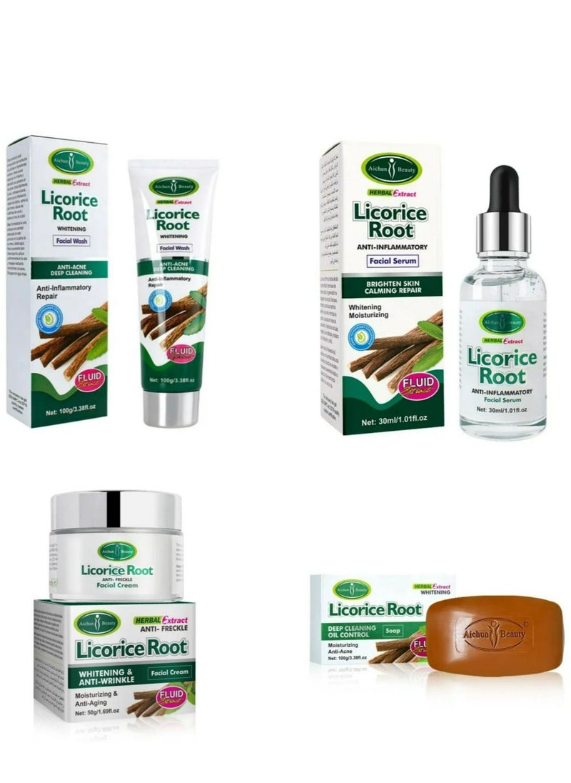 Aichun beauty Products Organic Natural Skin Care Set Licorice Root Serum Extract Brightening Rejuvenating Set Skincare  - Image 1