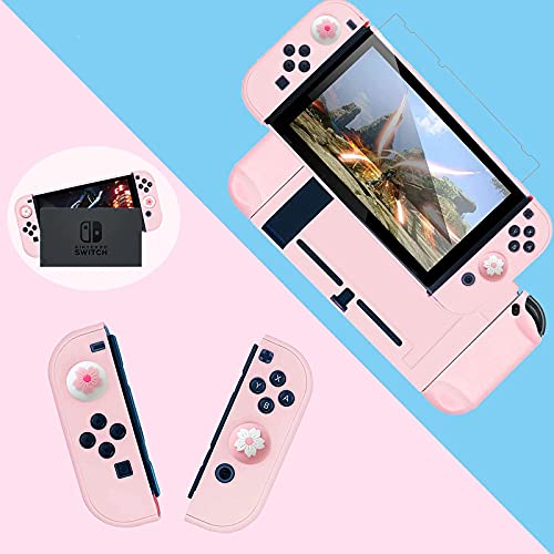 HLRAO Pink Travel Carrying Case Accessories Kit Compatible with Nintendo Switch (NOT Fit OLED/Lite).Pink Switch Hard Protective Cover,Adjustable Stand,Screen Protector & Cute Thumb Grips 10 in 1 Gift. - Image 5