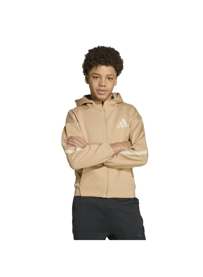 Adidas Adidas J Z.N.E.Fz Brown Hooded Track Top Track Tops For Kids