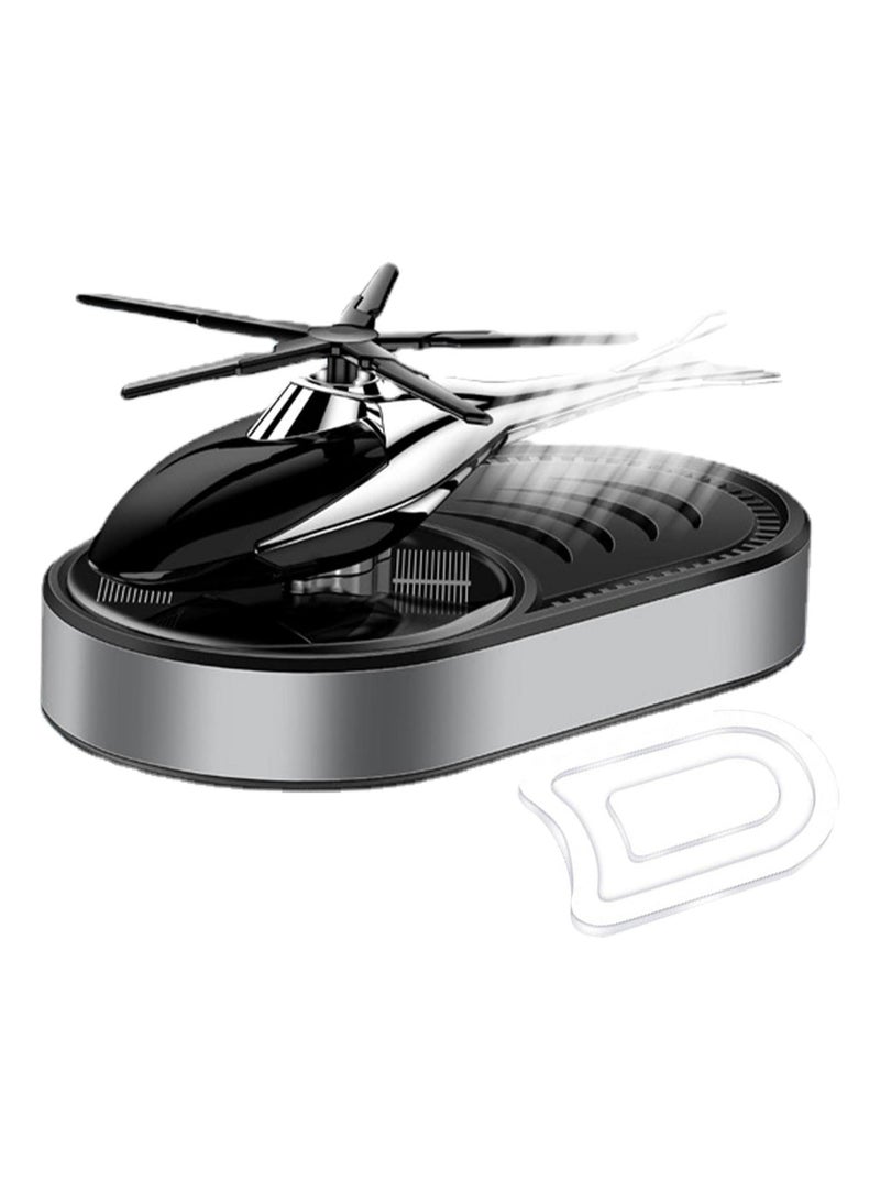 Solar Helicopter Car Aromatherapy Decor,Car Air Freshener Solar Energy Rotating Aromatherapy - Solar Powered Helicopter Shape Car Air Fresheners with Rotation Blade Solid Aromatherapy (Grey)