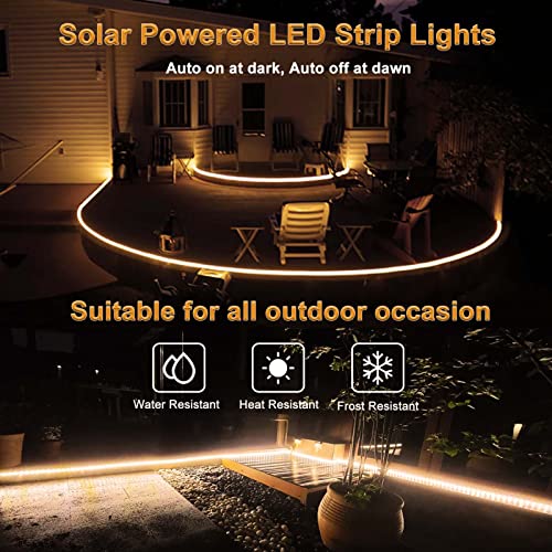 echosari Solar Powered Strip Lights Outdoor Waterproof, 16.4Ft 320 LED Strip Lights with Remote, Timer, 8 Modes, Cuttable, Strip Lights for Cabinet Stair Patio Walkway Decor (Warm White) - Image 5