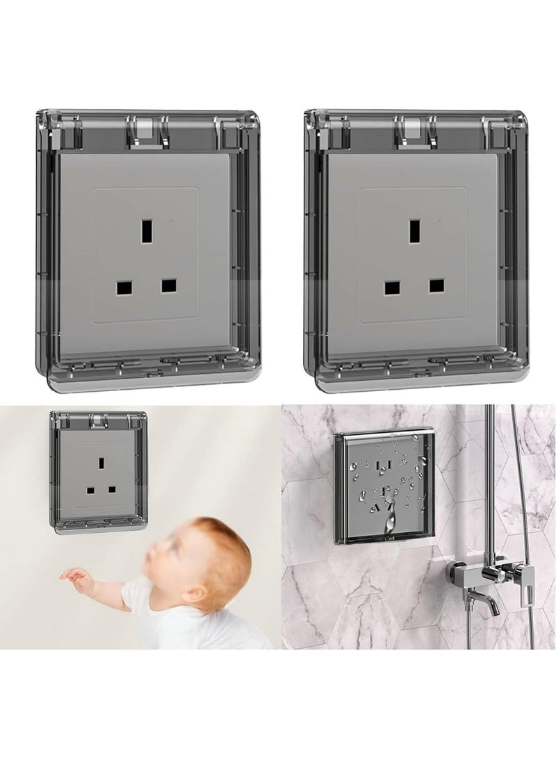 غطاء حماية لمفتاح الإضاءة 2 قطع، واقي مفاتيح وحماية للأطفال، صندوق غطاء مقبس كهربائي من نوع 86 مزدوج، واقٍ نحيف للمقابس للأطفال والبالغين، مناسب للمنزل - Image 1