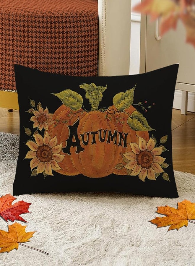 Faromily Autumn Pumpkin Throw Pillow Cover 12x20 Inch Seasonal Fall Thanksgiving Sunflowers Outdoor Fall Pillows Decorative Lumbar Throw Pillows - Image 2