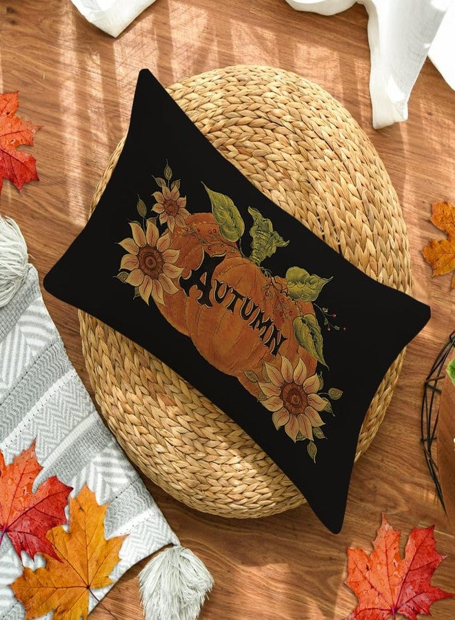 Faromily Autumn Pumpkin Throw Pillow Cover 12x20 Inch Seasonal Fall Thanksgiving Sunflowers Outdoor Fall Pillows Decorative Lumbar Throw Pillows - Image 5