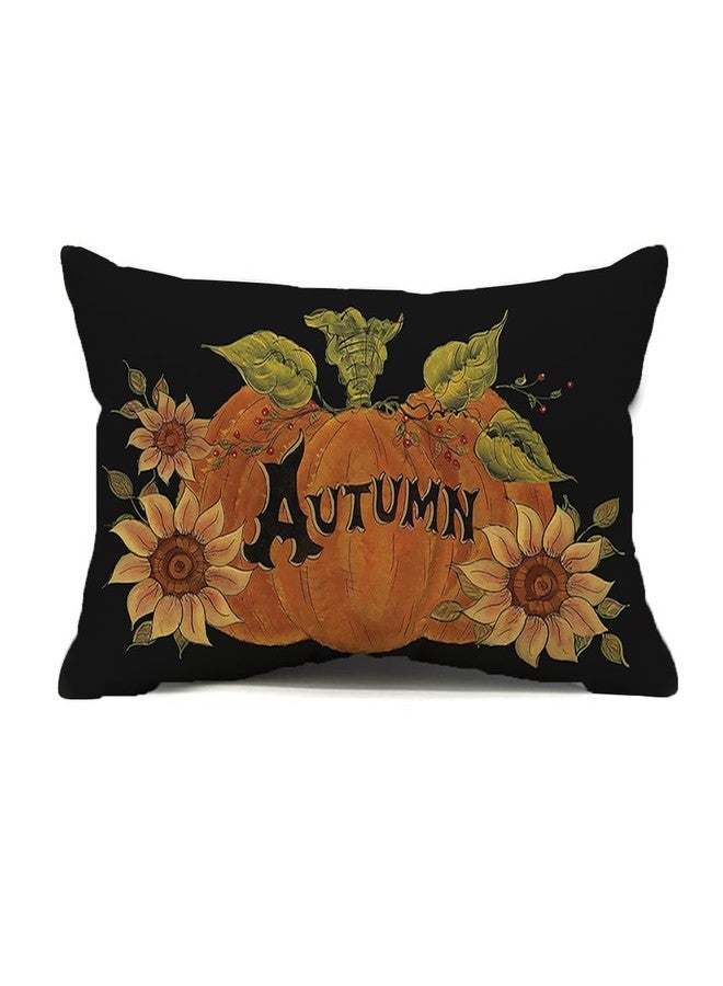 Faromily Autumn Pumpkin Throw Pillow Cover 12x20 Inch Seasonal Fall Thanksgiving Sunflowers Outdoor Fall Pillows Decorative Lumbar Throw Pillows - Image 1