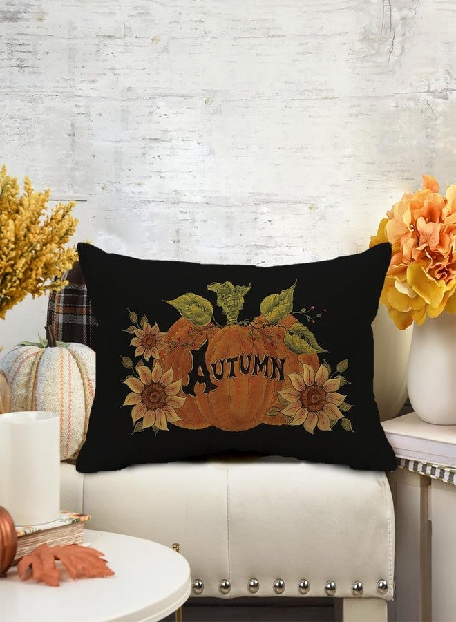 Faromily Autumn Pumpkin Throw Pillow Cover 12x20 Inch Seasonal Fall Thanksgiving Sunflowers Outdoor Fall Pillows Decorative Lumbar Throw Pillows - Image 4