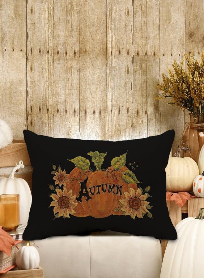 Faromily Autumn Pumpkin Throw Pillow Cover 12x20 Inch Seasonal Fall Thanksgiving Sunflowers Outdoor Fall Pillows Decorative Lumbar Throw Pillows - Image 3