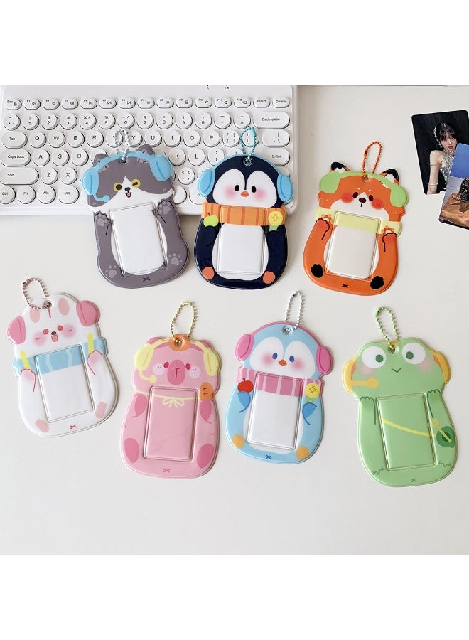 NIBEMINENT 1 - Piece Cute Cartoon Animals Kpop Photo Card Holder Pendant Key Chain ID Badge Holder ID Card Holder Photo Card Protector for School ID Office ID Access Card for Women Girls - Image 2