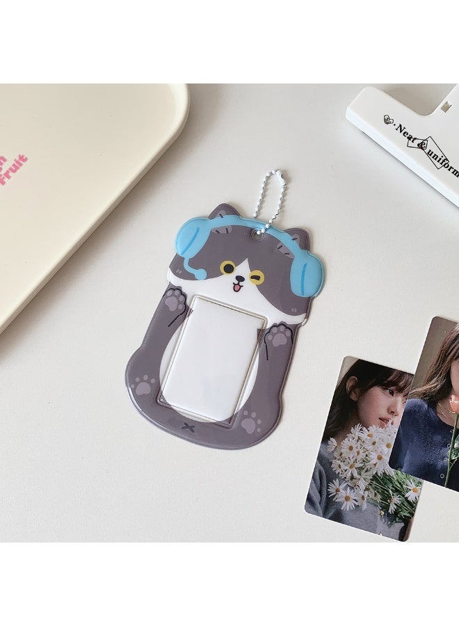NIBEMINENT 1 - Piece Cute Cartoon Animals Kpop Photo Card Holder Pendant Key Chain ID Badge Holder ID Card Holder Photo Card Protector for School ID Office ID Access Card for Women Girls - Image 1