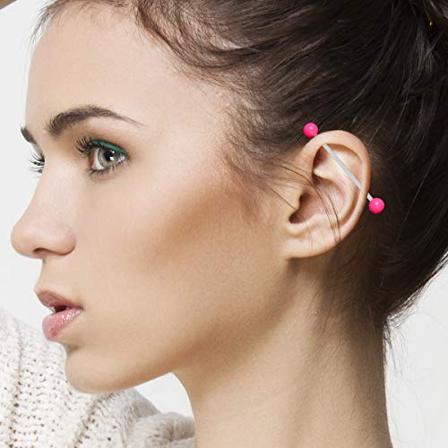 CrazyPiercing 10 Pcs Industrial Barbell Earrings 14G Bioflex Cartilage Earring Body Piercing Jewelry 38mm Bar Colorful Acrylic Balls - Image 4