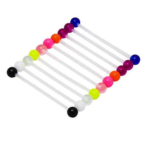 CrazyPiercing 10 Pcs Industrial Barbell Earrings 14G Bioflex Cartilage Earring Body Piercing Jewelry 38mm Bar Colorful Acrylic Balls - Image 1