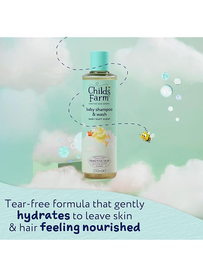 Childs Farm Baby Shampoo & Body Wash Baby Soft Scent Tear Free Gently Cleanses & Soothes Suitable For Newborns With Dry Sensitive Skin 250Ml - Image 5