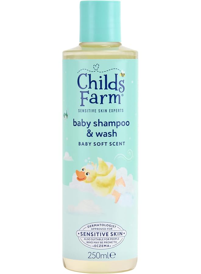 Childs Farm Baby Shampoo & Body Wash Baby Soft Scent Tear Free Gently Cleanses & Soothes Suitable For Newborns With Dry Sensitive Skin 250Ml - Image 1