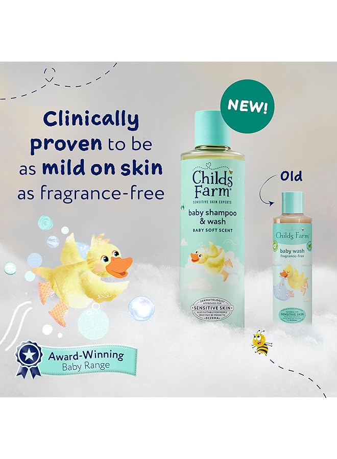 Childs Farm Baby Shampoo & Body Wash Baby Soft Scent Tear Free Gently Cleanses & Soothes Suitable For Newborns With Dry Sensitive Skin 250Ml - Image 2