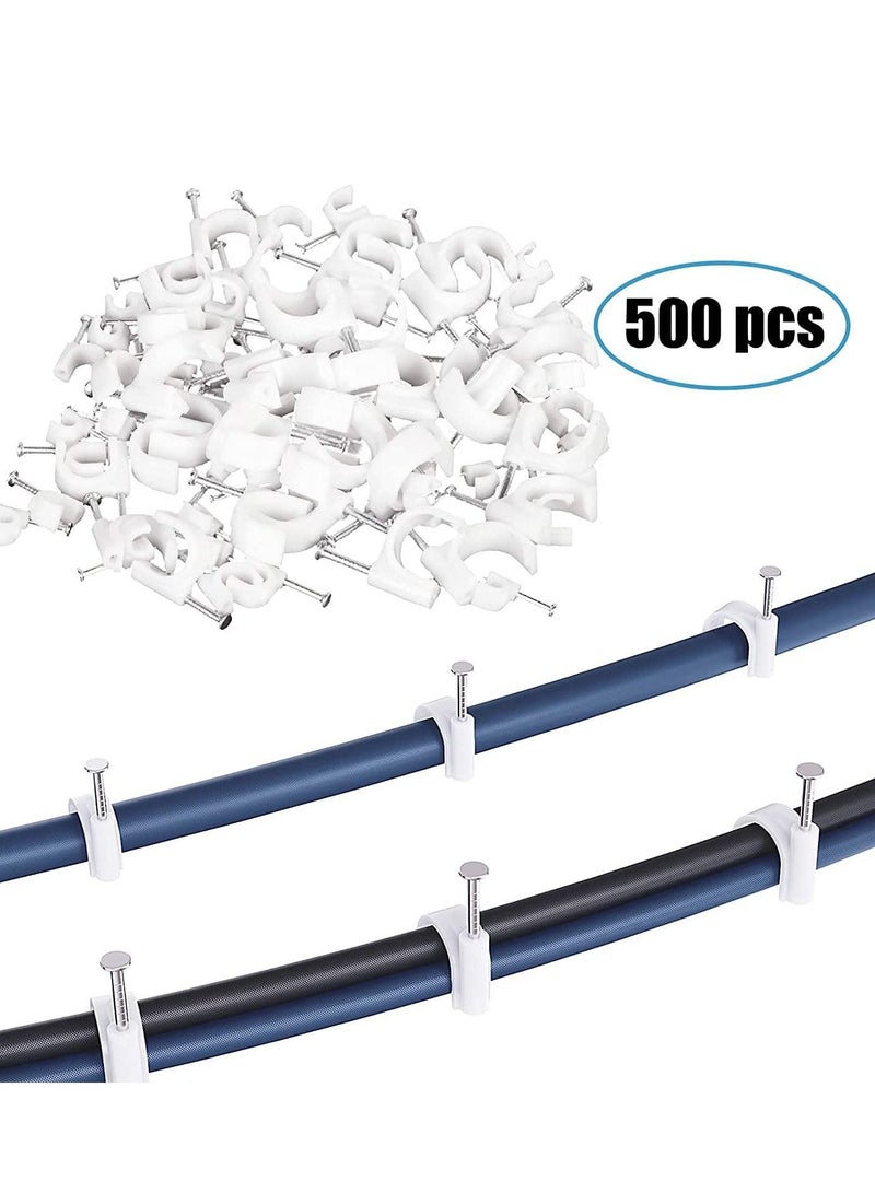 SYOSI Cable Clips, White Wire ​Management with Steel Nails 4mm 6mm 8mm 10mm 12mm, Round Tacks, Nail Line Card Buckle for Cat6 Rg6, Rg59, Rj45, 500 Pack - Image 4