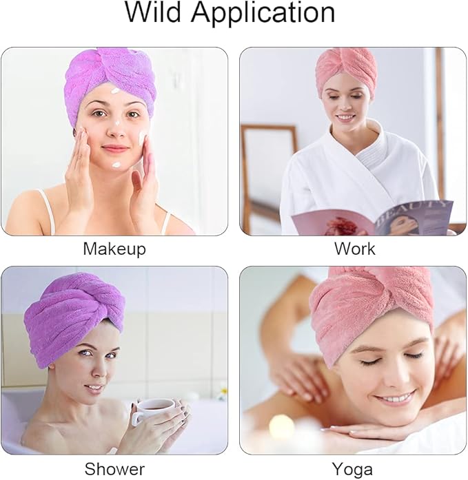 URAQT URAQT Hair Drying Towels Wrap 3 Pack Hair Dry Cap with Buttons Soft Microfiber Hair Turban Towel Super Absorbent Anti Frizz Dry Hair Hat Fast Dry Head Wrap Towels for Women and Girls