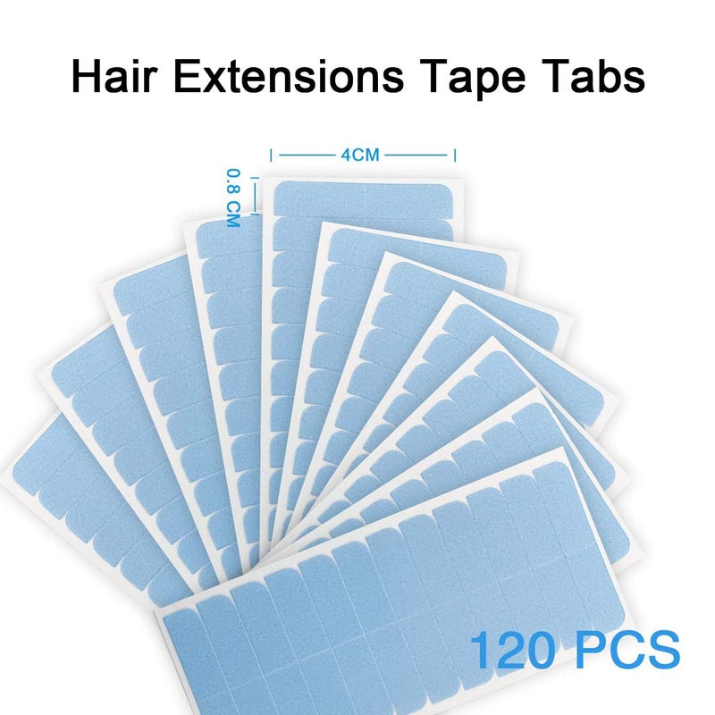 SUYYA 120 Pieces Hair Extension Tape Tabs Double Sided Extension Tapes for Replacement 4cm x0.8cm (Blue 120 Pieces) - Image 2