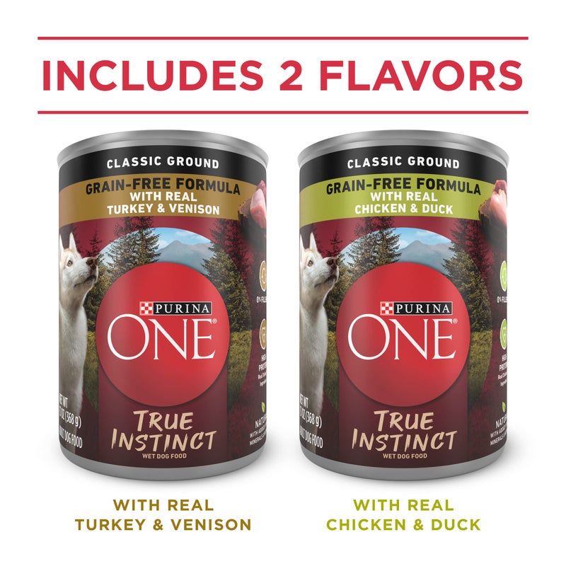 Purina ONE Natural Grain Free Wet Dog Food Variety Pack, True Instinct Classic Ground - 13 Ounce (Pack of 6) - Image 2