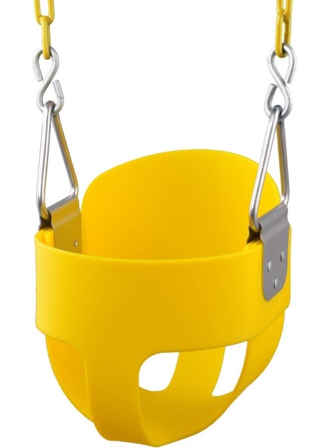 Rainbow Toys RBW TOYS Outdoor Play Toddler Swing Chair for kids - High Back Full Bucket Toddler Swing Seat (Yellow) - Image 3