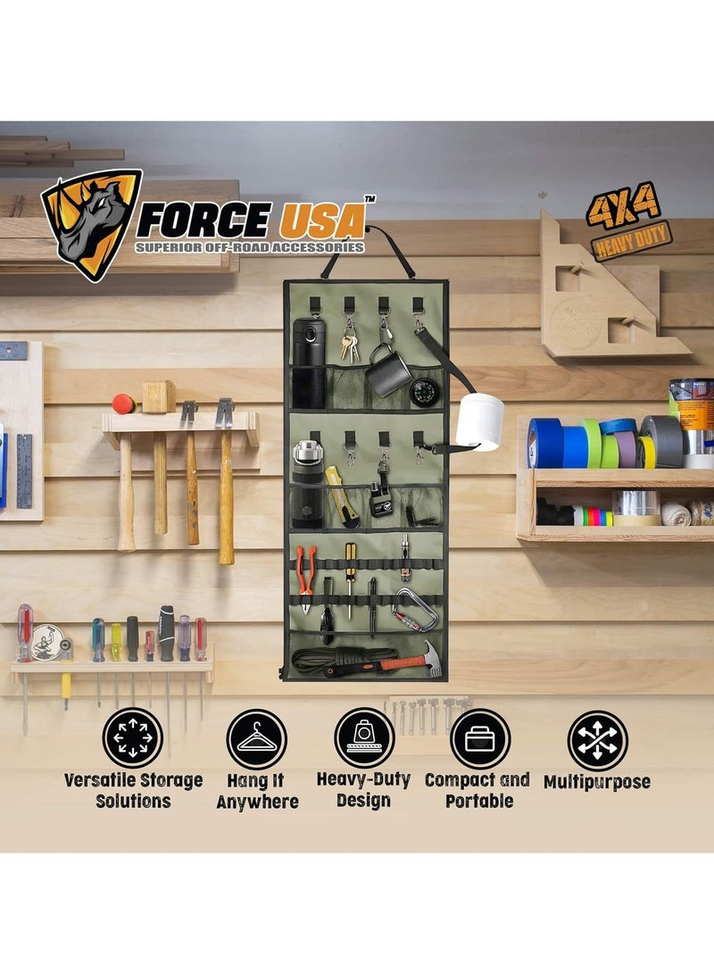 FORCE USA Hanging Organizer Storage, Durable Wall-Mounted Solution for Tools, Accessories, and Gear - Space-Saving Organizer with Multiple Compartments for Home, Garage, and Workshop - Image 3