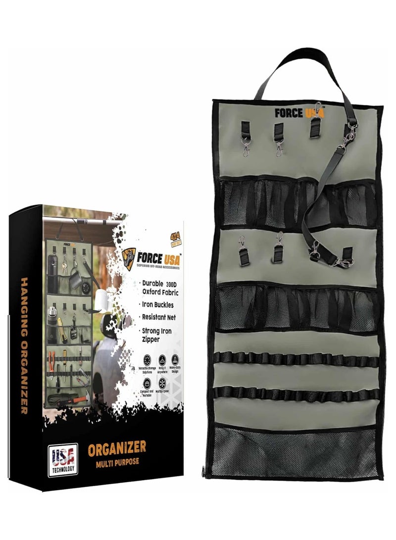 FORCE USA Hanging Organizer Storage, Durable Wall-Mounted Solution for Tools, Accessories, and Gear - Space-Saving Organizer with Multiple Compartments for Home, Garage, and Workshop - Image 4