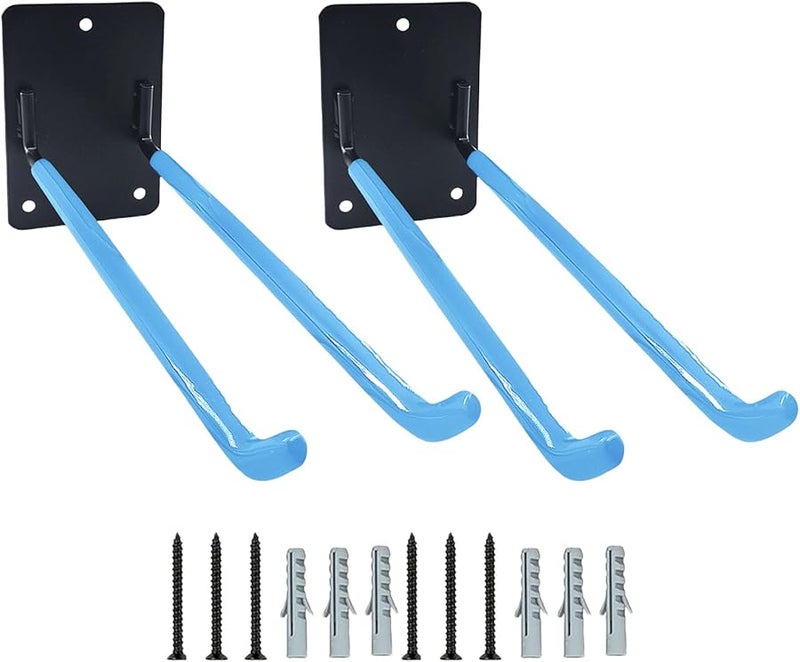 Sky Blue Heavy Duty Garage Storage Hooks 2 Pack Wall Mounted Organizer for Ladders Tools - Image 1