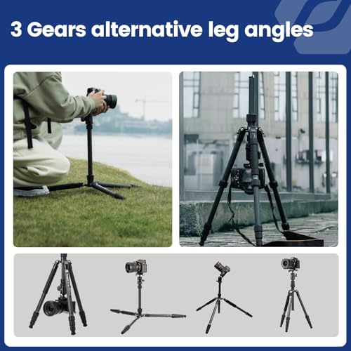 Fotopro 73" Carbon Fiber Tripod for Camera Compact Travel Tripod with Ball Head Detachable Monopod with Quick Release Plate and Camera Bag Load up to 22lbs/10KG X-Go Plus E2 Black - Image 5