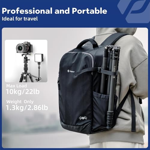 Fotopro 73" Carbon Fiber Tripod for Camera Compact Travel Tripod with Ball Head Detachable Monopod with Quick Release Plate and Camera Bag Load up to 22lbs/10KG X-Go Plus E2 Black - Image 2