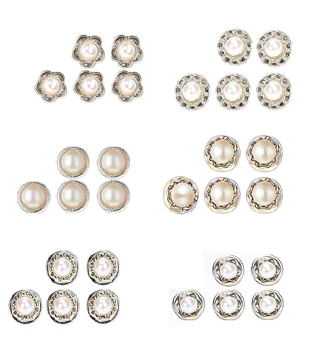 SHOPOLIFE Brooch Buttons Pin for Women Men || Stylish Morden Designing Dress Brooches Button for Jeans Dress Coat Shirt Cap Scarf etc. || Clothes Decoration || Non Sew Required || (30 Pcs - Multi Designs)  - Image 1