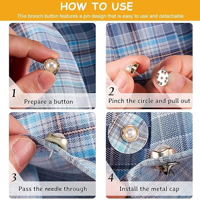 SHOPOLIFE Brooch Buttons Pin for Women Men || Stylish Morden Designing Dress Brooches Button for Jeans Dress Coat Shirt Cap Scarf etc. || Clothes Decoration || Non Sew Required || (30 Pcs - Multi Designs)  - Image 2