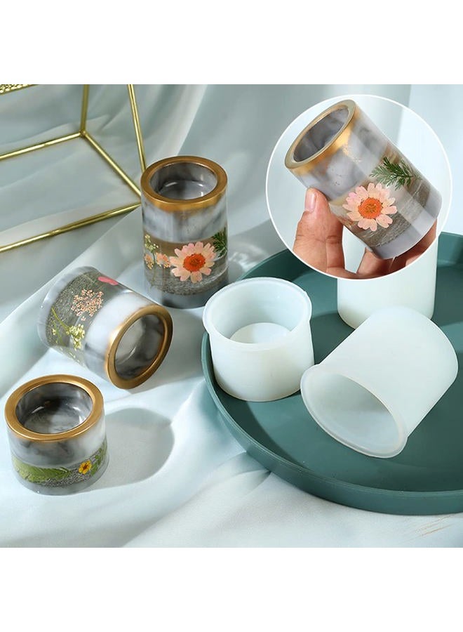 Wehous 3PCS Tealight Holder Mold Votive Candle Holder Resin Mold Cylinder Silicone Mould DIY Epoxy Resin Craft Jewelry Trinket Holder Tray for Party Wedding Home Decor - Image 3