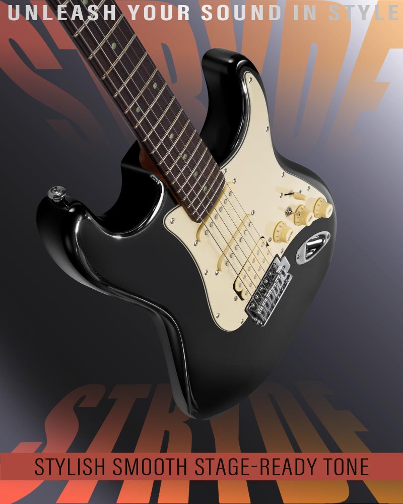 AKLOT Beginner Electric Guitar Kit: 10W Amp, Coil-Split HSS Pickups, Lesson Book, Roasted Maple Neck, Gig Bag, Tuner, Strap, Picks, Stryde Phantom Black - Image 5