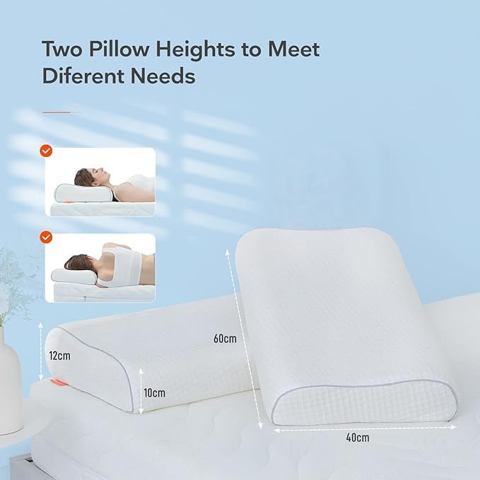 YESIKOM Cervical Contour Memory Foam Pillow Orthopedic Pillow for Neck PainOrthopedic Contour Pillow Support for BackStomachSide SleepersAntiSnoring Neck Pillow - Image 2