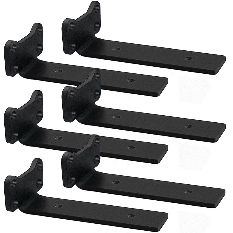 YMDparts دعامات أرفف شديدة التحمل دعامة أرفف صناعية على شكل حرف L - رف فولاذي متين بسمك 0.2 بوصة يدعم أقواس حائط ريفية سوداء للأرفف - أجهزة أرفف عائمة مقاس 7 بوصات (6 عبوات) - Image 1