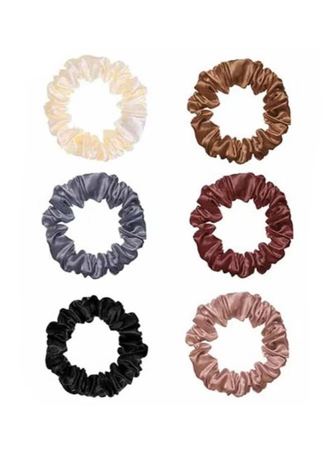 LOOPITYS 6-Piece Silk Hair Ties Band Set Satin Hair Scrunchies Multicolour for Girls Women - Image 1