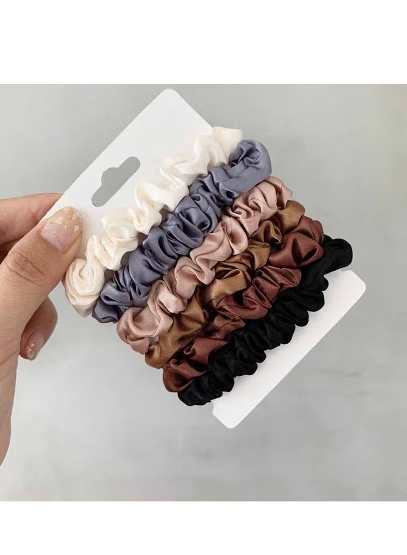 LOOPITYS 6-Piece Silk Hair Ties Band Set Satin Hair Scrunchies Multicolour for Girls Women - Image 3