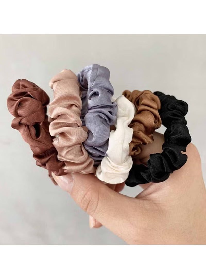 LOOPITYS 6-Piece Silk Hair Ties Band Set Satin Hair Scrunchies Multicolour for Girls Women - Image 5