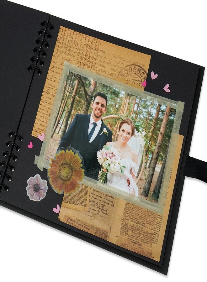 Vienrose 8x8 Inch Scrapbook Album, Small Photo Album DIY Scrapbook Black Thick Kraft Paper Memory Book, Scrap Book Photo Albums for Couple Baby Wedding Family - Image 2