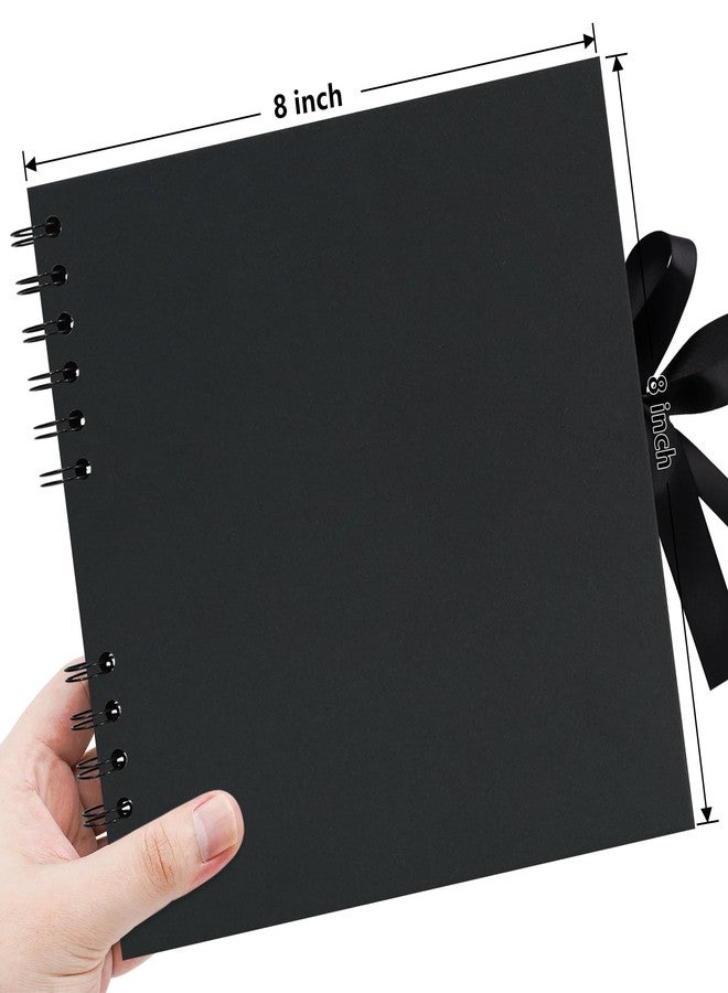 Vienrose 8x8 Inch Scrapbook Album, Small Photo Album DIY Scrapbook Black Thick Kraft Paper Memory Book, Scrap Book Photo Albums for Couple Baby Wedding Family - Image 3