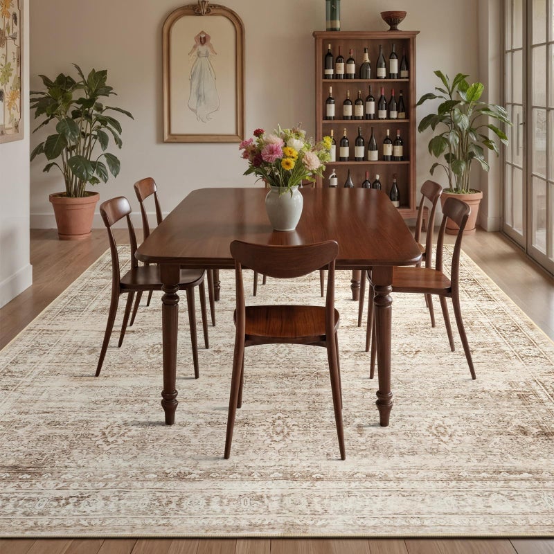 Lofus 8x10 Area Rug for Living Room,Beige Washable Large Rugs with Non-Slip Backing,Soft Neutral Carpets for Bedroom Dining Room Home Office Indoor Nursery - Image 4