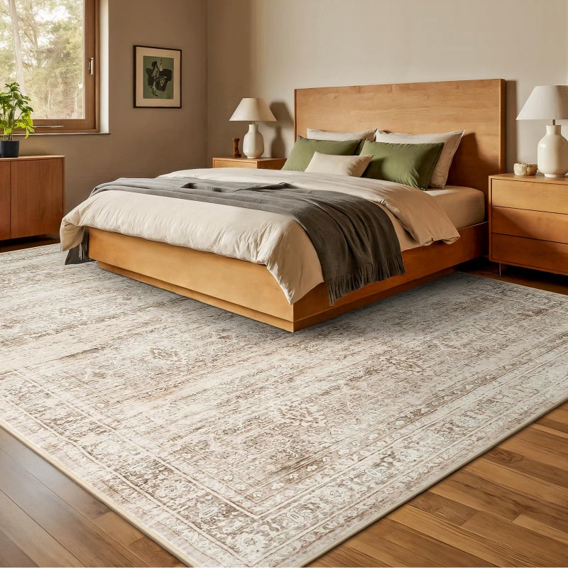 Lofus 8x10 Area Rug for Living Room,Beige Washable Large Rugs with Non-Slip Backing,Soft Neutral Carpets for Bedroom Dining Room Home Office Indoor Nursery - Image 2