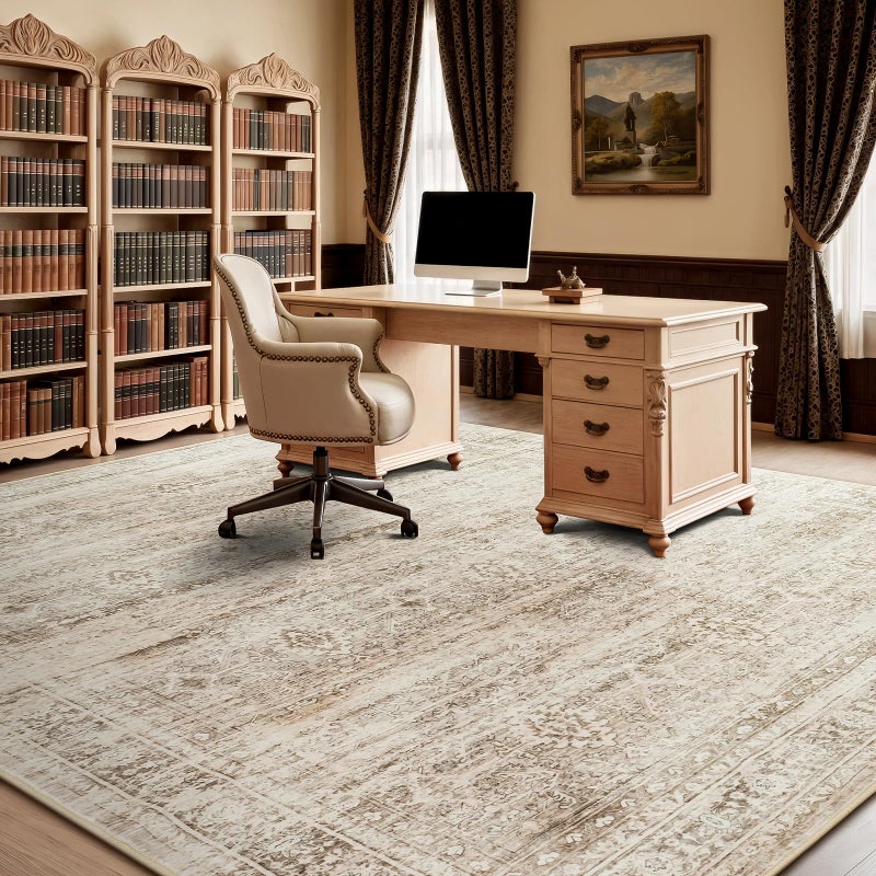 Lofus 8x10 Area Rug for Living Room,Beige Washable Large Rugs with Non-Slip Backing,Soft Neutral Carpets for Bedroom Dining Room Home Office Indoor Nursery - Image 3