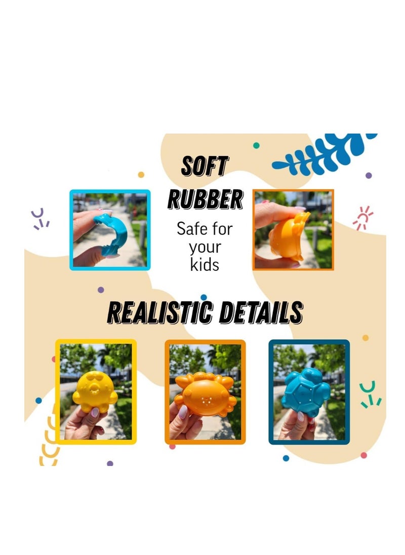 SYOSI - Beach Toys for Kids  Sand Toys  Folding Bucket Shovel and Sand Rake 3 Sand Molds  6 PCS Soft Rubber Toys  Sandbox Toys  Bath Toys - Image 1