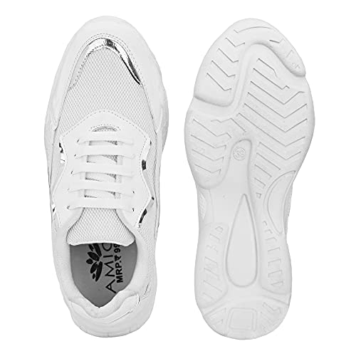 Amico Women's & Girls Sneakers Casual Shoes White - Image 5