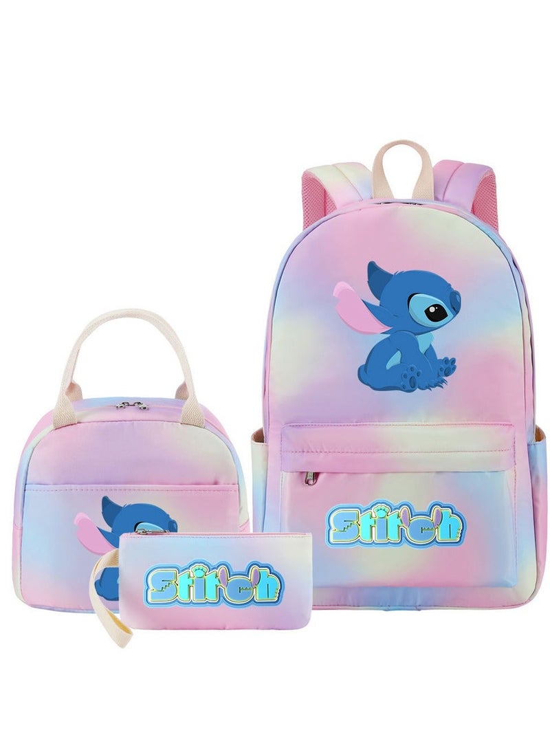Stitch Printed Three Piece Set Backpack