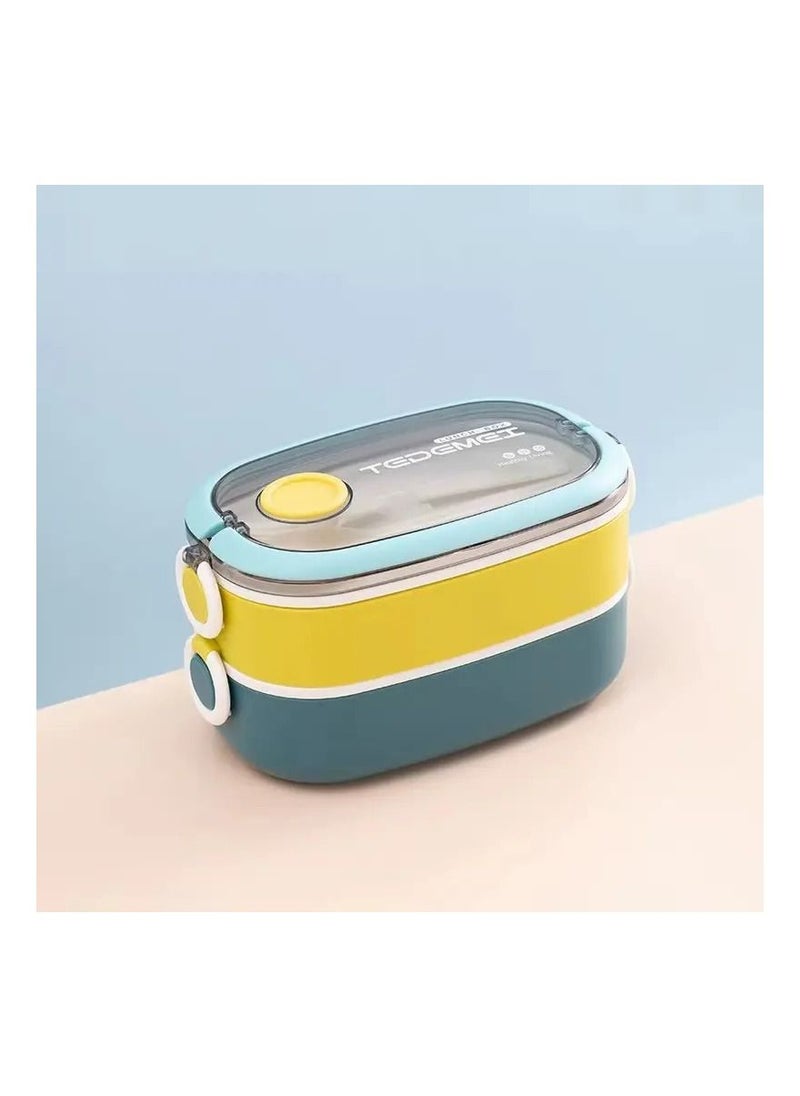 HOMIO - Two-Layer Stainless Steel Lunch Box – BPA-Free Double-Layer Food Container | Square Model | Leakproof & Portable | Hot & Cold Meal Storage for Office, School, Travel - Image 1